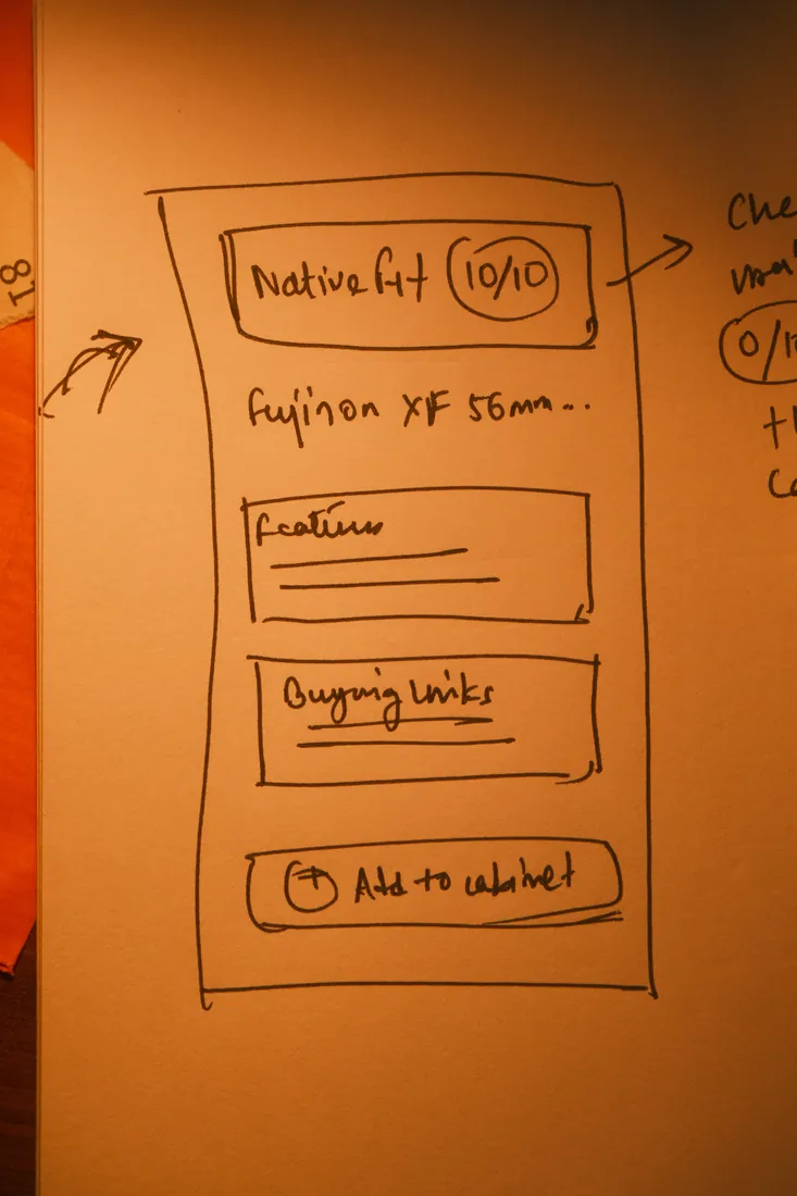 Product page with native-fit score sketch
